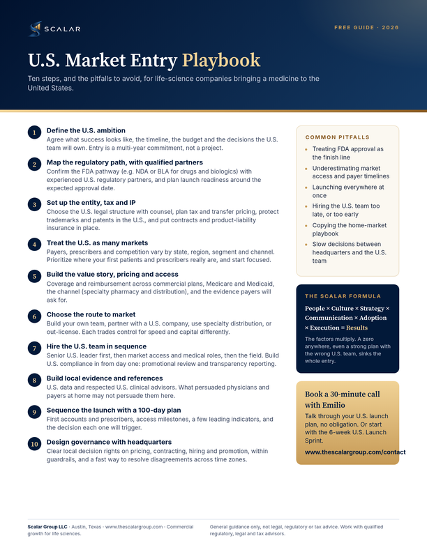 Preview of the one-page U.S. Market Entry Playbook